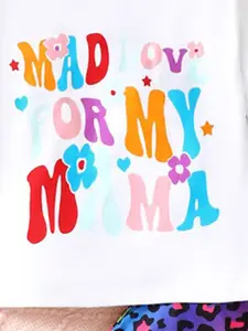 INCLUD Girls Printed Round Neck T-shirt with Trousers Clothing Set