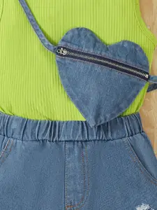 INCLUD Girls Top with Denim Shorts