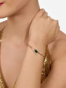 AMI Set Of 2 Rose Gold-Plated Cubic Zirconia Studded Kada Bracelet