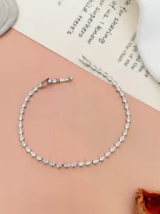 ABDESIGNS Silver-Plated American Diamond Studded Wraparound Bracelet