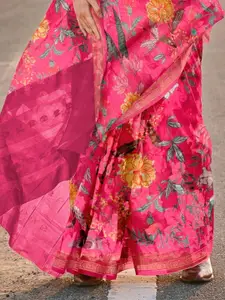 DEVATITHI Floral Zari Silk Blend Tussar Saree