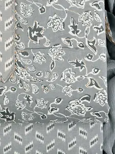 Sun Fashion And Lifestyle Floral Printed Gotta Patti Unstitched Dress Material