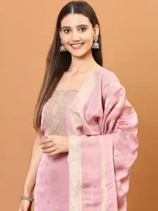 Meena Bazaar Ethnic Motifs Embroidered Sequinned Tissue Unstitched Dress Material