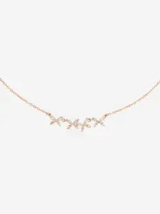 Kushal's Fashion Jewellery Rose Gold-Plated Cubic Zirconia Stone Studded Trendy Necklace