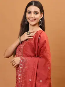 Meena Bazaar Abstract Printed Cotton Unstitched Dress Material