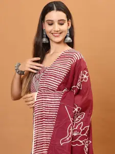 Meena Bazaar Geometric Printed Zari Unstitched Dress Material