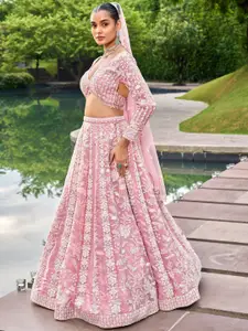 panchhi Embroidered Beads Semi-Stitched Lehenga & Unstitched Blouse With Dupatta
