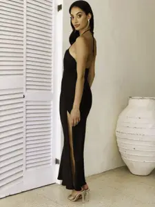 Womenue Women Keyhole Neck Fit & Flare Maxi Dress