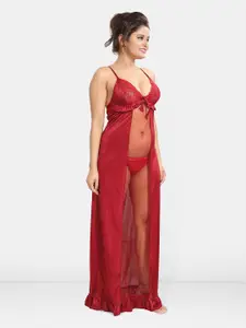 Be You Women Solid Maxi Nightdress