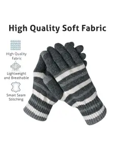 LOOM LEGACY Men Striped Acrylic Touchscreen Winter Gloves
