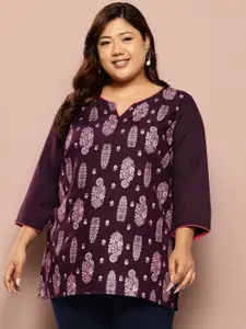 Sztori Plus Size Ethnic Motifs Printed Short Kurti