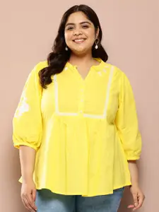Sztori Plus Size Embroidered Pure Cotton Short Kurti