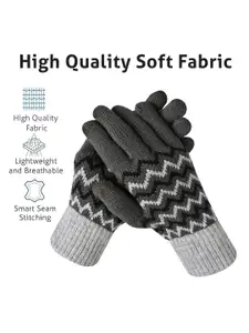LOOM LEGACY Men Striped Acrylic Touchscreen Winter Gloves