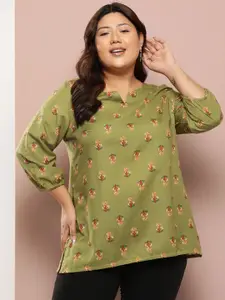 Sztori Plus Size Ethnic Motifs Printed Short Kurti
