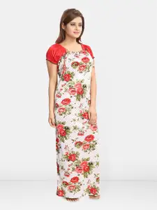Be You Square Neck Floral Printed Satin Maxi Nightdress