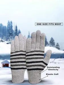LOOM LEGACY Men Winter Woollen Striped Acrylic Winter Gloves