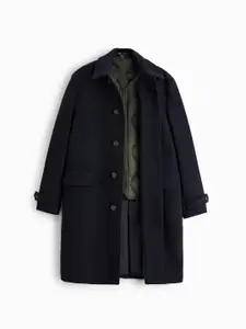 ZARA Men Navy Blue Coats