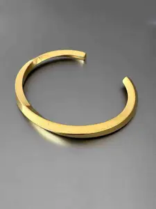 Fashion Frill Men Gold-Plated Stainless Steel Cuff Bracelet