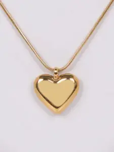 SUBHAGALANKAR 18kT Gold Plated Stainless Steel Heart Shaped Pendant With Chain