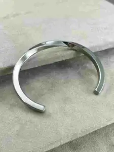 Fashion Frill Men Silver-Plated Stainless Steel Cuff Bracelet