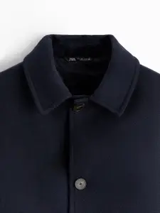 ZARA Men Navy Blue Coats