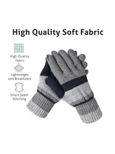 LOOM LEGACY Men Striped Acrylic Winter Woollen Gloves