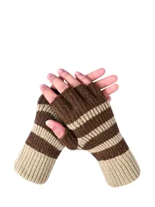 LOOM LEGACY Men Striped Acrylic Fingerless Gloves