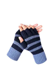 LOOM LEGACY Men Striped Acrylic Fingerless Gloves