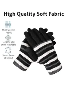 LOOM LEGACY Men Striped Winter Touchscreen Gloves