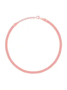 GIVA 925 Sterling Silver Rose Gold-Plated Snake Single Anklet