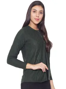 Clapton Women Self Design Woolen Long Sleeve Winter Cardigan Sweaters