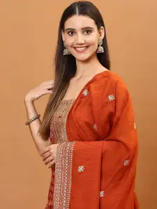 Meena Bazaar Printed Sequinned Unstitched Dress Material