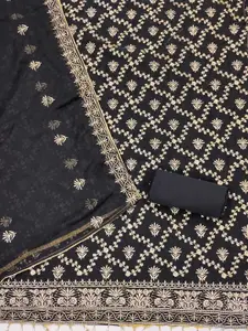 Panzora Floral Embroidered Thread Work Unstitched Dress Material