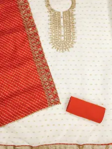 Panzora Geometric Woven Design Sequinned Chanderi Silk Unstitched Dress Material