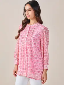 Global Desi Women Printed Shirt Style Longline Top