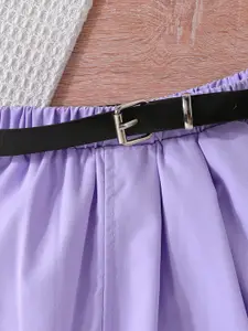 INCLUD Girls Lapel Collar Long Sleeves Coat With Skirt With Camisole Top