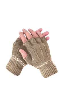 LOOM LEGACY Men Patterned Acrylic Winter Woollen Fingerless Gloves