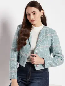 Madame Checked Single Breasted Cropped Blazer