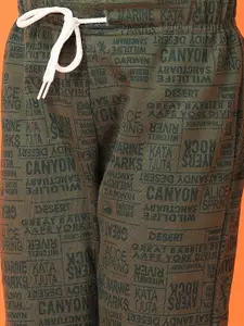 V-Mart Boys Cotton Olive Printed Regular Fit Drawstring Joggers