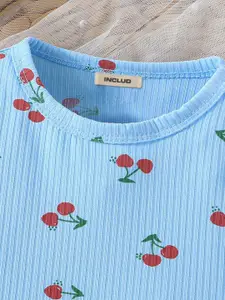 INCLUD Girls Printed T-shirt with Shorts Clothing Set