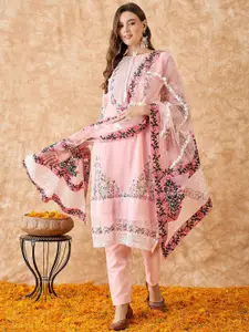 Sangria Floral Embroidered Unstitched Dress Material