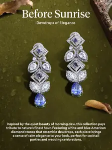 Voylla Rhodium-Plated American Diamond Studded Cuff Bracelet