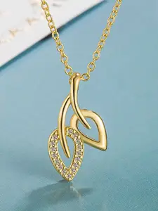 MYKI Gold-Plated Contemporary Stainless Steel Cubic Zirconia Pendants with Chains