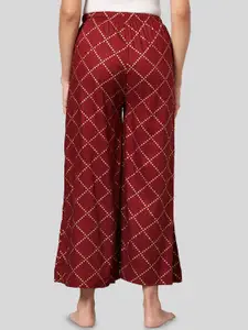 Kryptic Women Geometric Printed Flat-Front Flared Lounge Pant