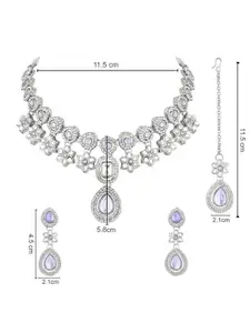 I Jewels Silver Plated Kundan Stone Studded Necklace & Earrings With Maang Tika