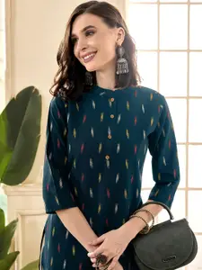 Anouk Geometric Pure Cotton Mandarin Collar Straight Kurta