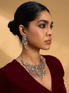 SHAYA Chham Chham 925 Sterling Silver Stone Studded Oxidised Drop Earrings