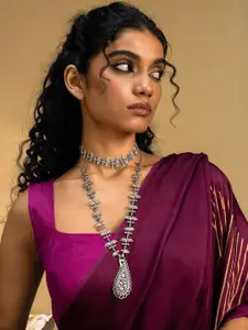 SHAYA Sajna Sawarna 925 Sterling Silver Stone Studded Sajna Sawarna Choker Necklace