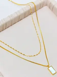 MYKI Gold-Plated Feather Shaped Pendant with Chain