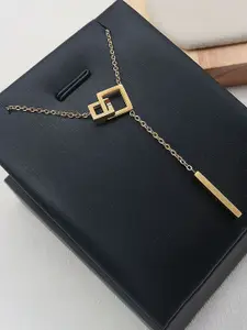 MYKI Gold-Plated Cubic Zirconia Studded Contemporary Pendants with Chains